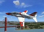 Cvin americk letoun T-45 Goshawk pobl mostu Golden Gate v San Franciscu